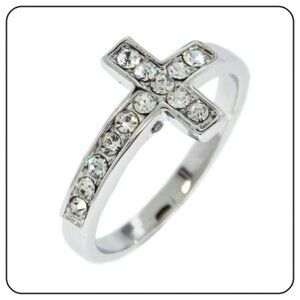 Cute Silver Cross Ring